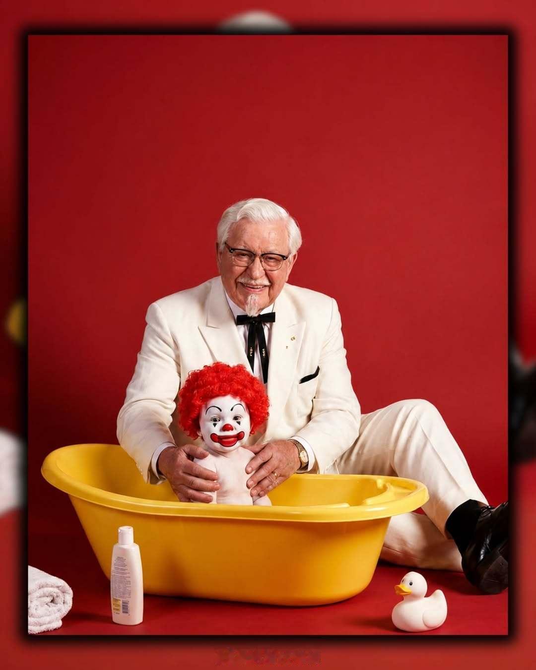 梅西给亚马尔洗澡的照片启发了南非KFC恶搞麦当劳。世界杯KFC梅西亚马尔 南宁