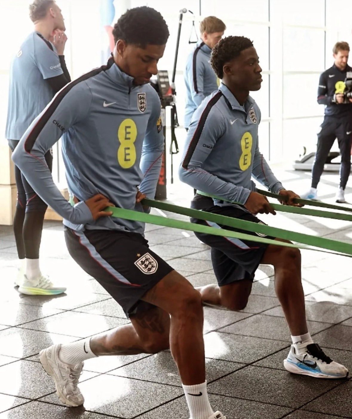 马奎尔，拉什福德&梅努在英格兰国家队训练曼联