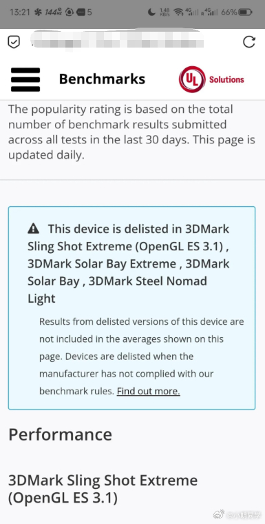 知名基准测试平台3DMark近期做出一项决定，将一家知名国产手机厂商的旗舰机型从