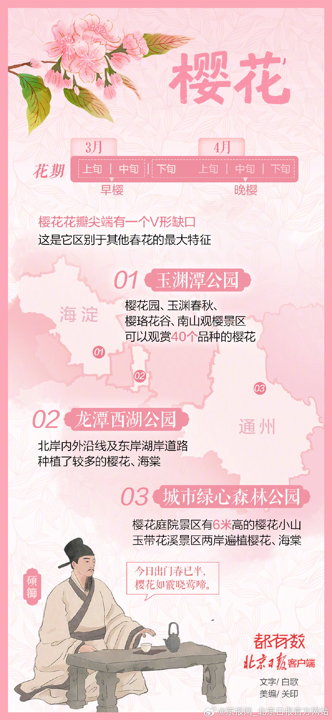 【#北京多彩春花地图#】#花花花花北京花花花花#如果要给北京的初春选一个代表色，