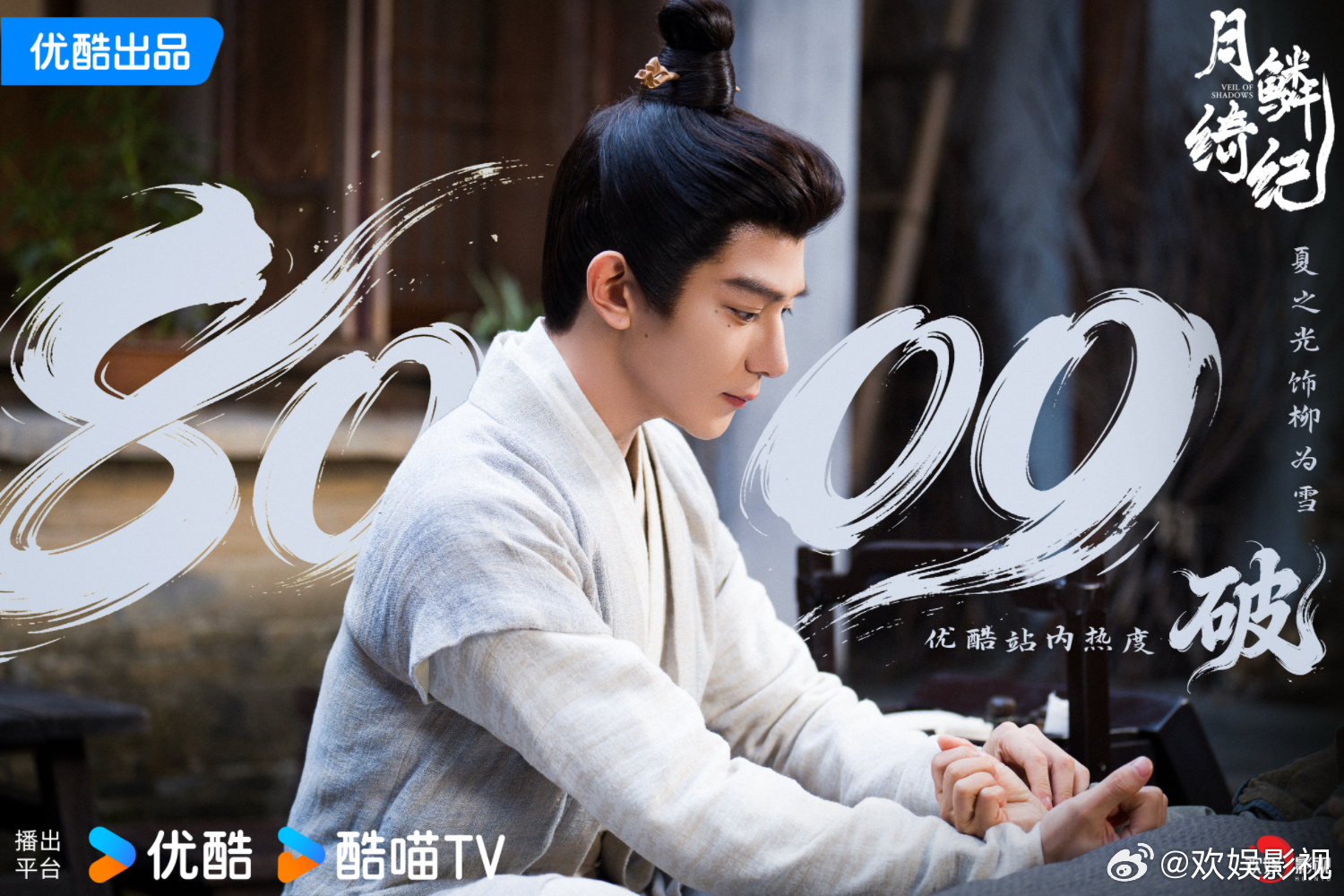 寒川凝梦，情根深种 。欢娱影视特邀主演的《月鳞绮纪 》优酷站内热度破8000！ 