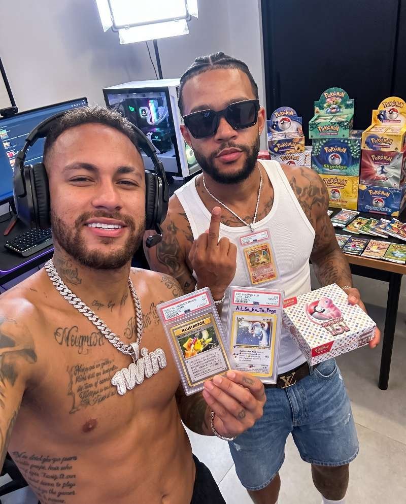 neymar 内马尔与德佩欢乐拆宝可梦卡牌😂⚽🎴内马尔