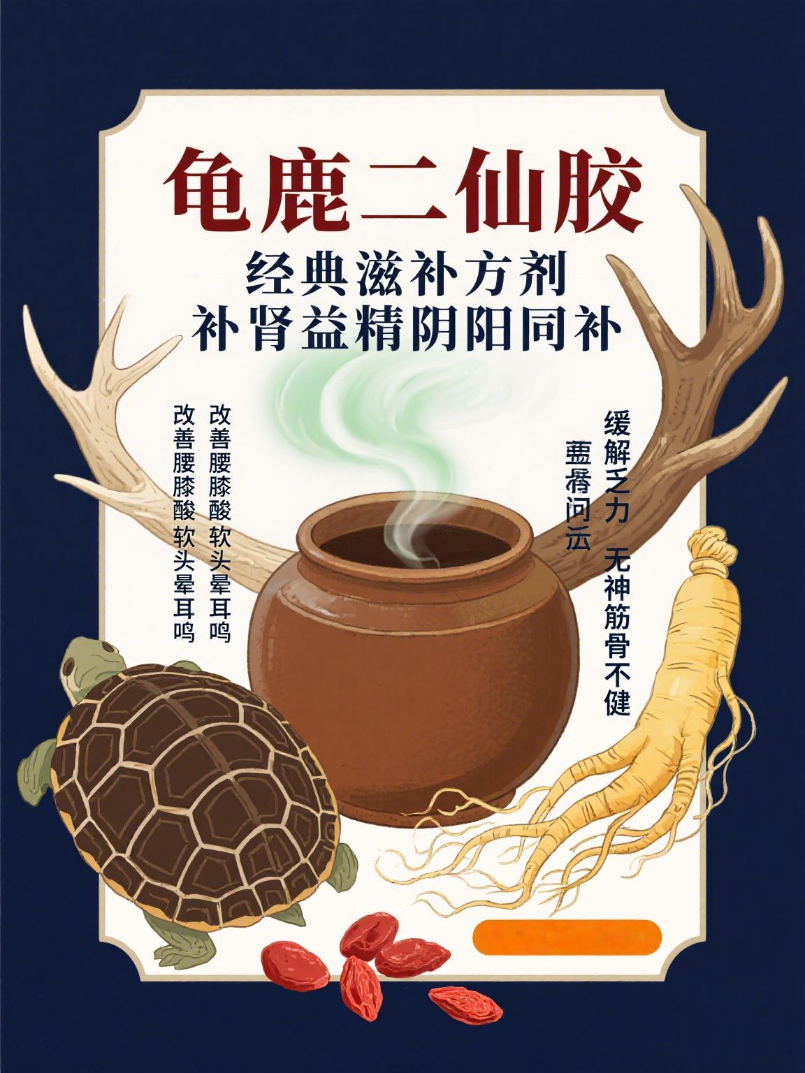🌿古方龟鹿二仙胶，精血双补的王牌，精血不足的福音❗古有名句：人有三奇，龟、鹿、