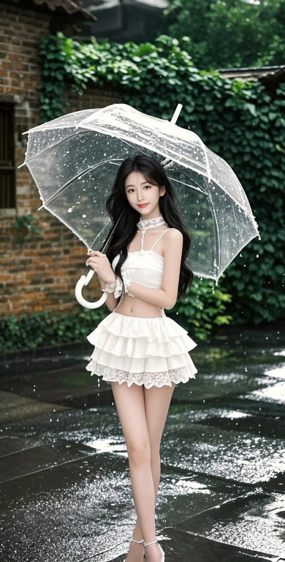 AI扩图 AI雨巷佳人