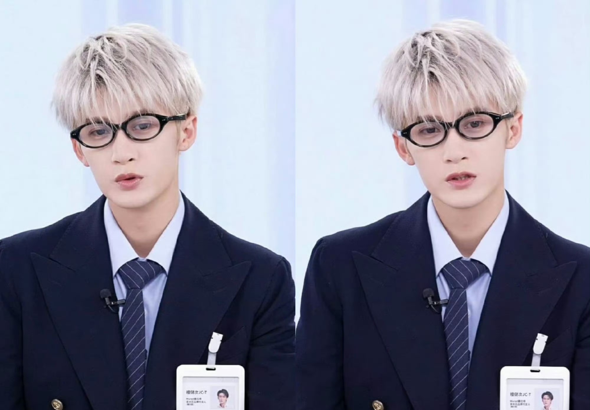 #檀健次银发黑框造型#檀健次直播造型惊艳众人[打call]银发黑框眼镜，散发着一