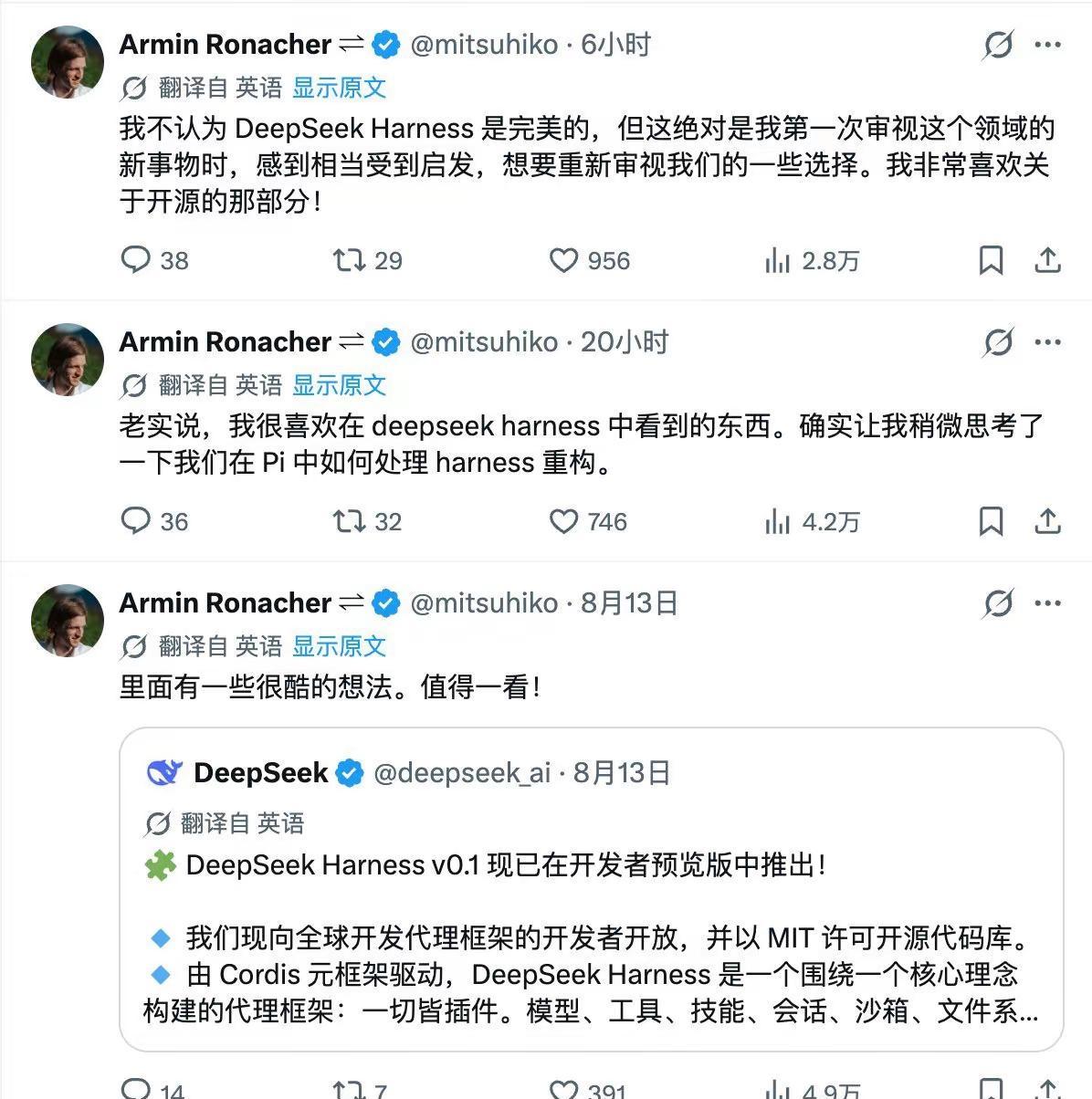 这是Pi agent 作者对DSH的评价。Pi是什么？Pi是小龙虾的地基。外网评