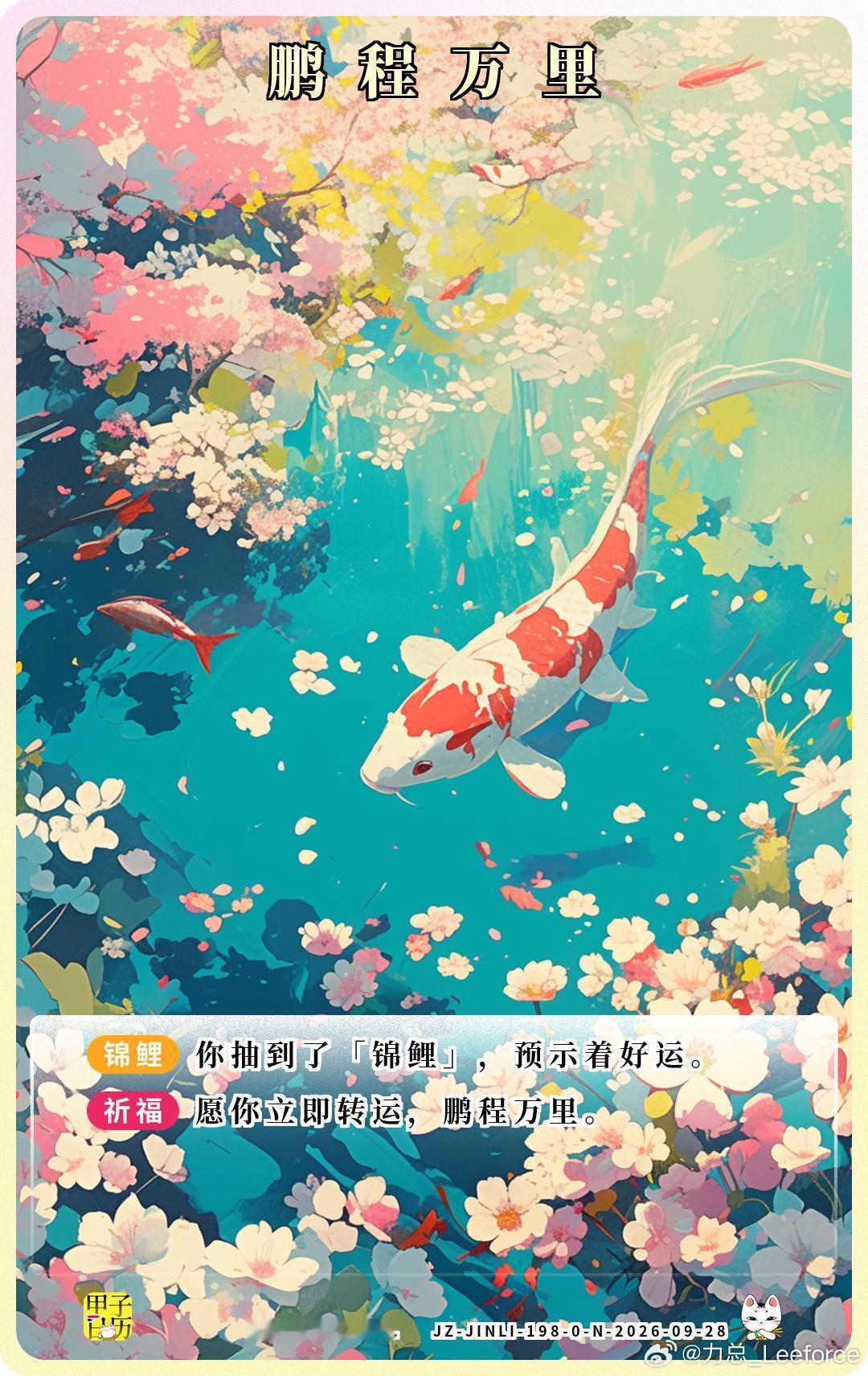 锦鲤 愿你立即转运，鹏程万里。 ​​​