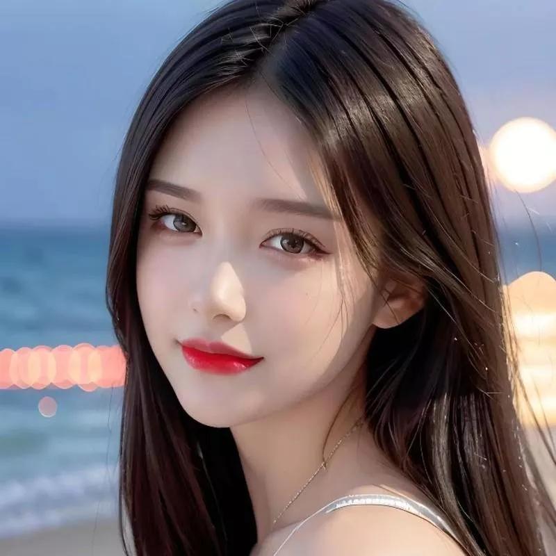 沙滩上的甜美少女，阳光下的迷人微笑😊少女感微笑女孩 少女的笑容 美少女的微笑 