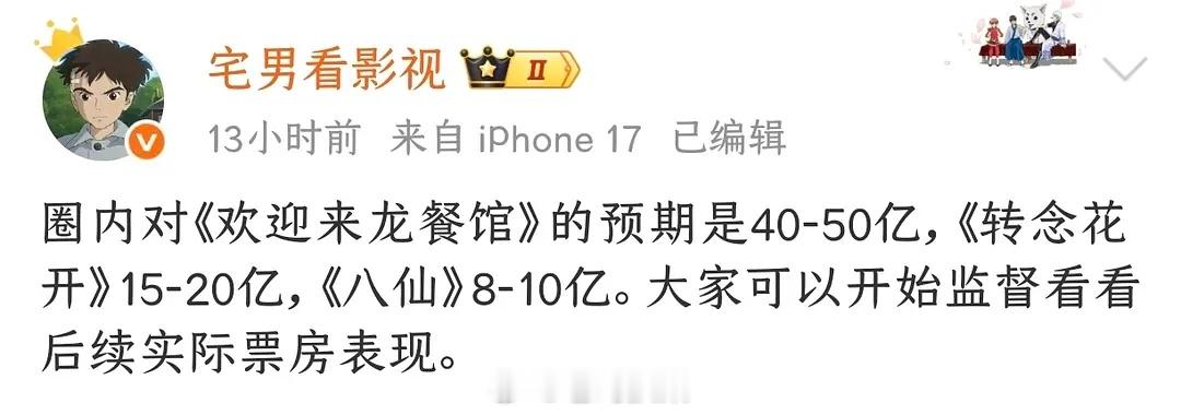 《欢迎来到龙餐馆》预期高了吧，80%的概率达不到。 