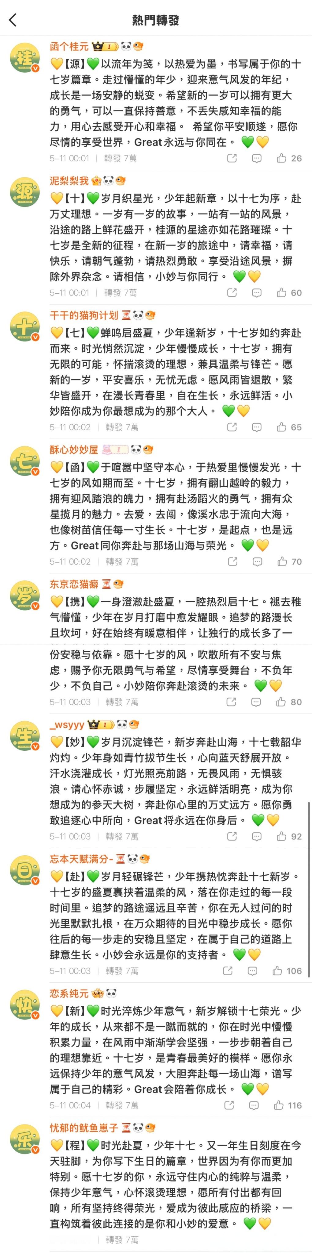 tg桂瑞批排字，张桂源17岁生日快乐，桂瑞批爱孩子第一名💛💚17岁的张桂源 