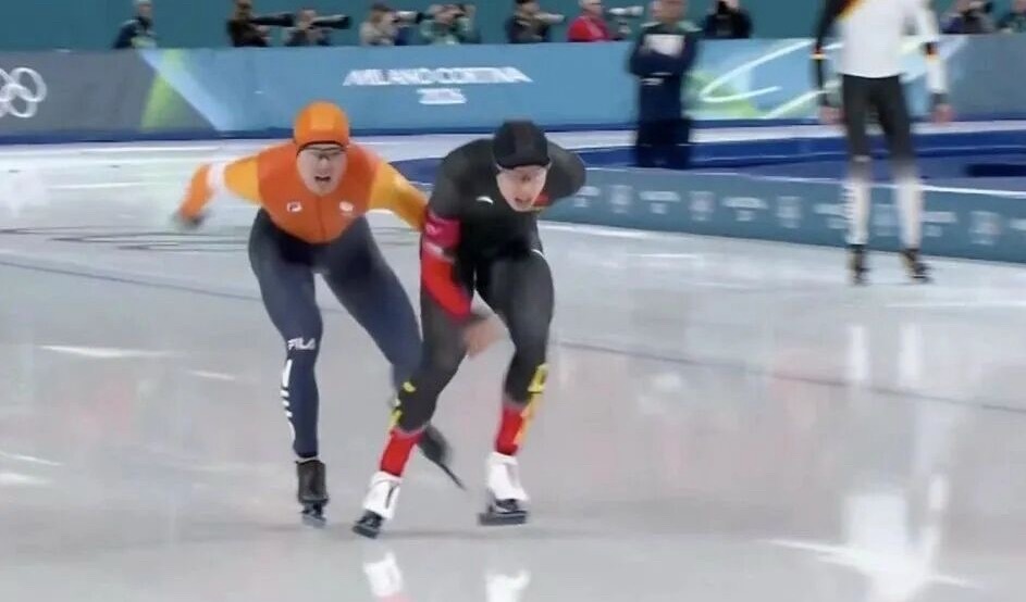 廉子文被取消成绩 米兰冬奥会，速度滑冰男子1000米决赛，中国选手廉子文滑出了1