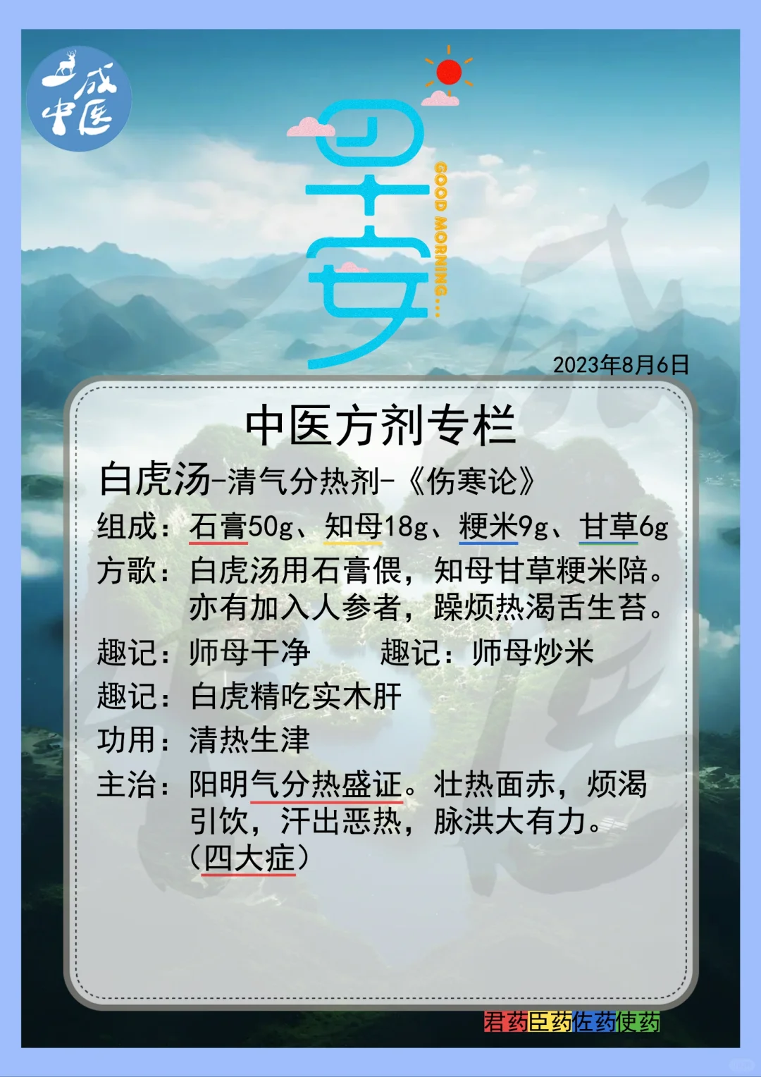 白虎汤-方剂记忆！