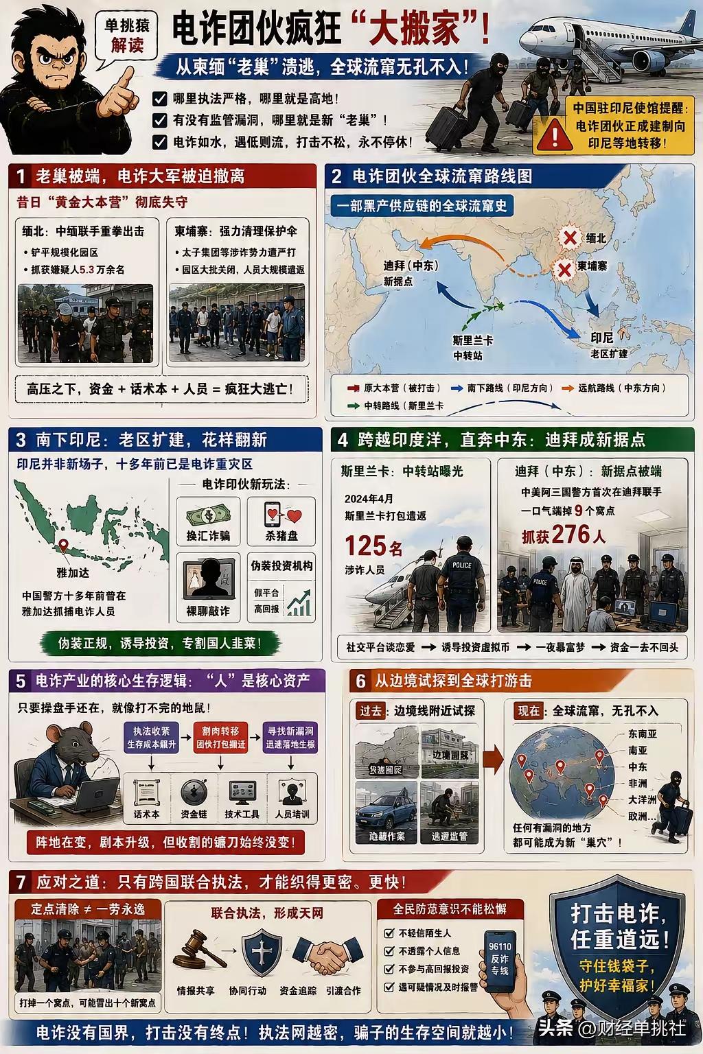 最近电诈团伙正在疯狂“大搬家”。
中国驻印尼使馆刚发了提醒，越来越多原本盘踞在柬