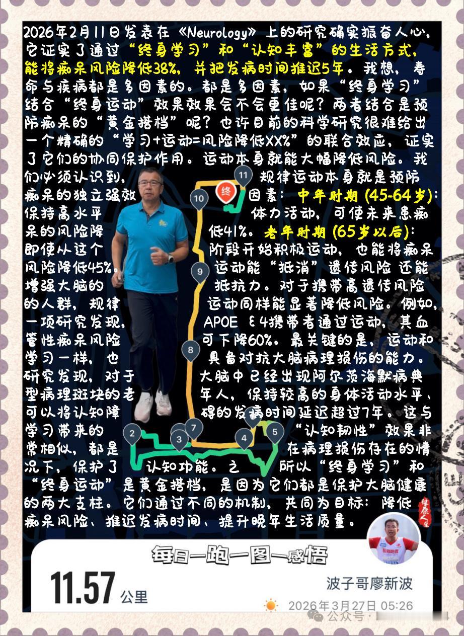 【强强联合：学习与运动的协同效应】2026年2月11日发表在《Neurology