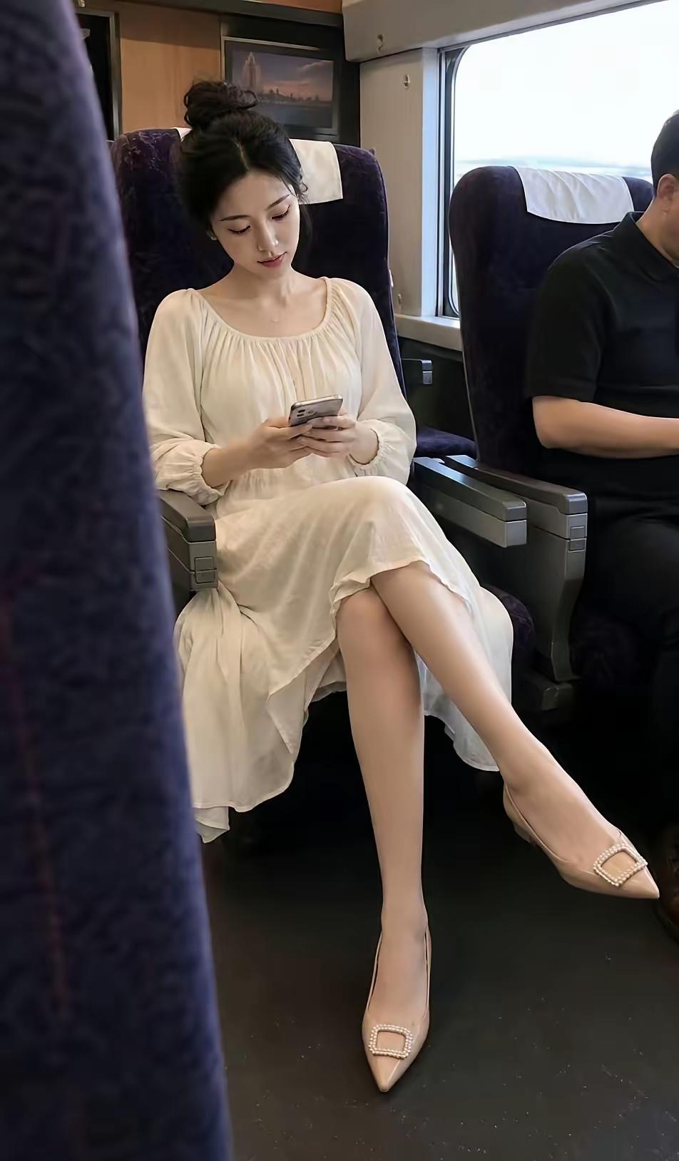 高铁上见过最美的女人，不接受反驳。
