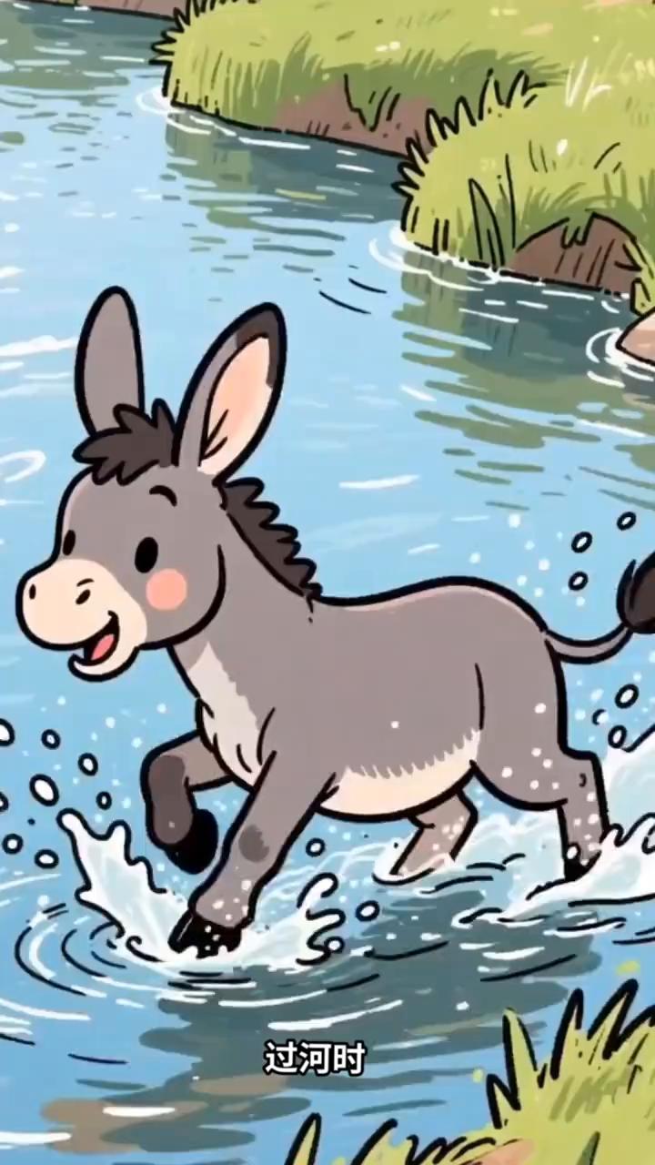 驴子驮盐耍聪明，棉花吸水反遭殃。
从前有头驴子总觉得自己比别的动物聪明。
·一天