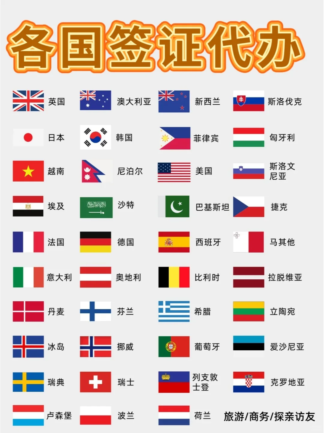 代办理签证！