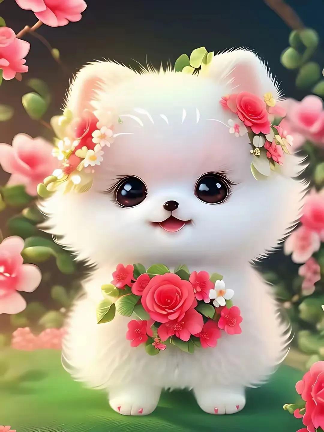 超萌小奶狗，花丛中的小可爱！🌸🐶