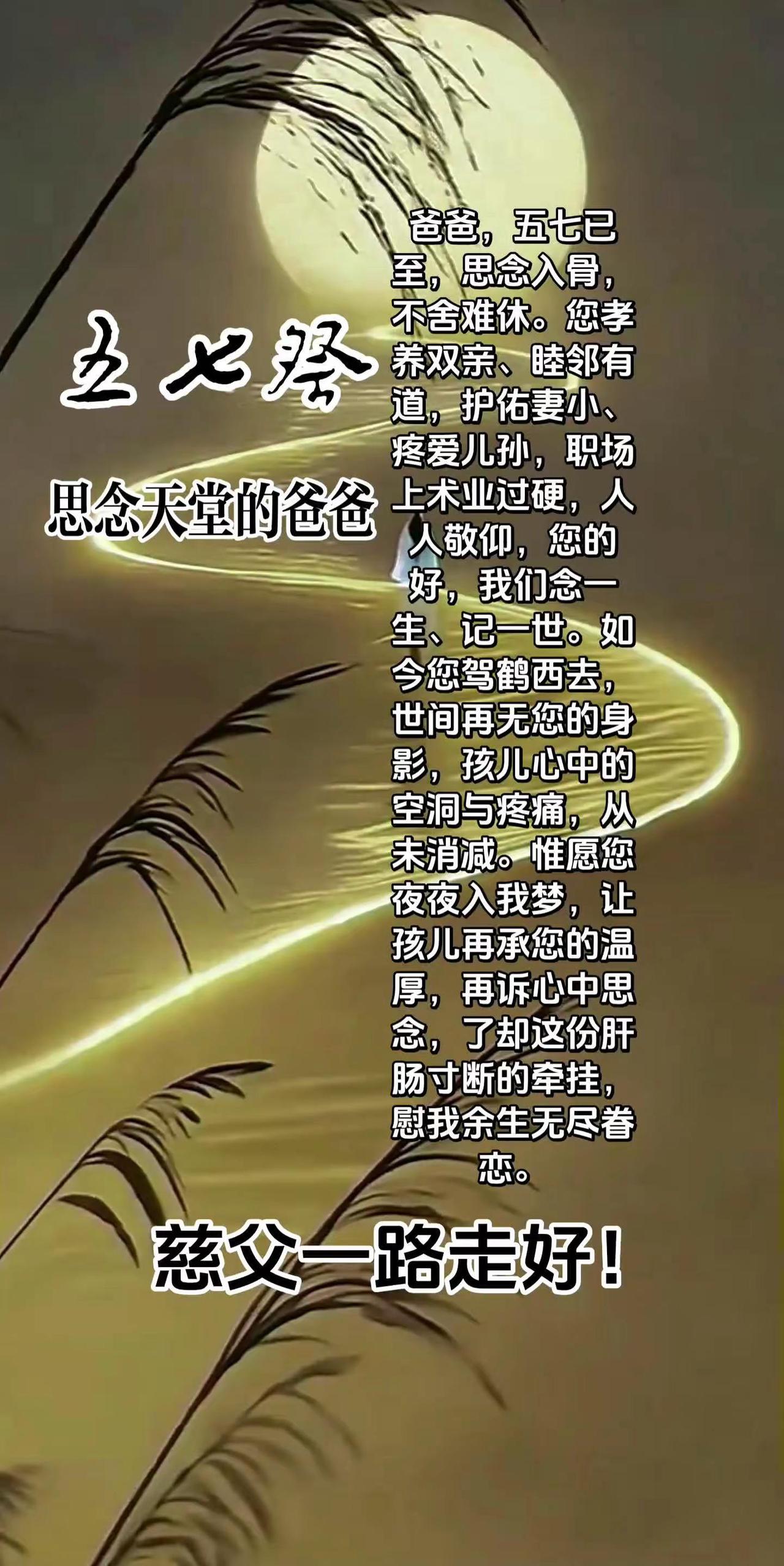 写给天堂的爸爸。爸，今日已是你离世的五七，循着古人传下的旧俗，我备下你生前爱饮的