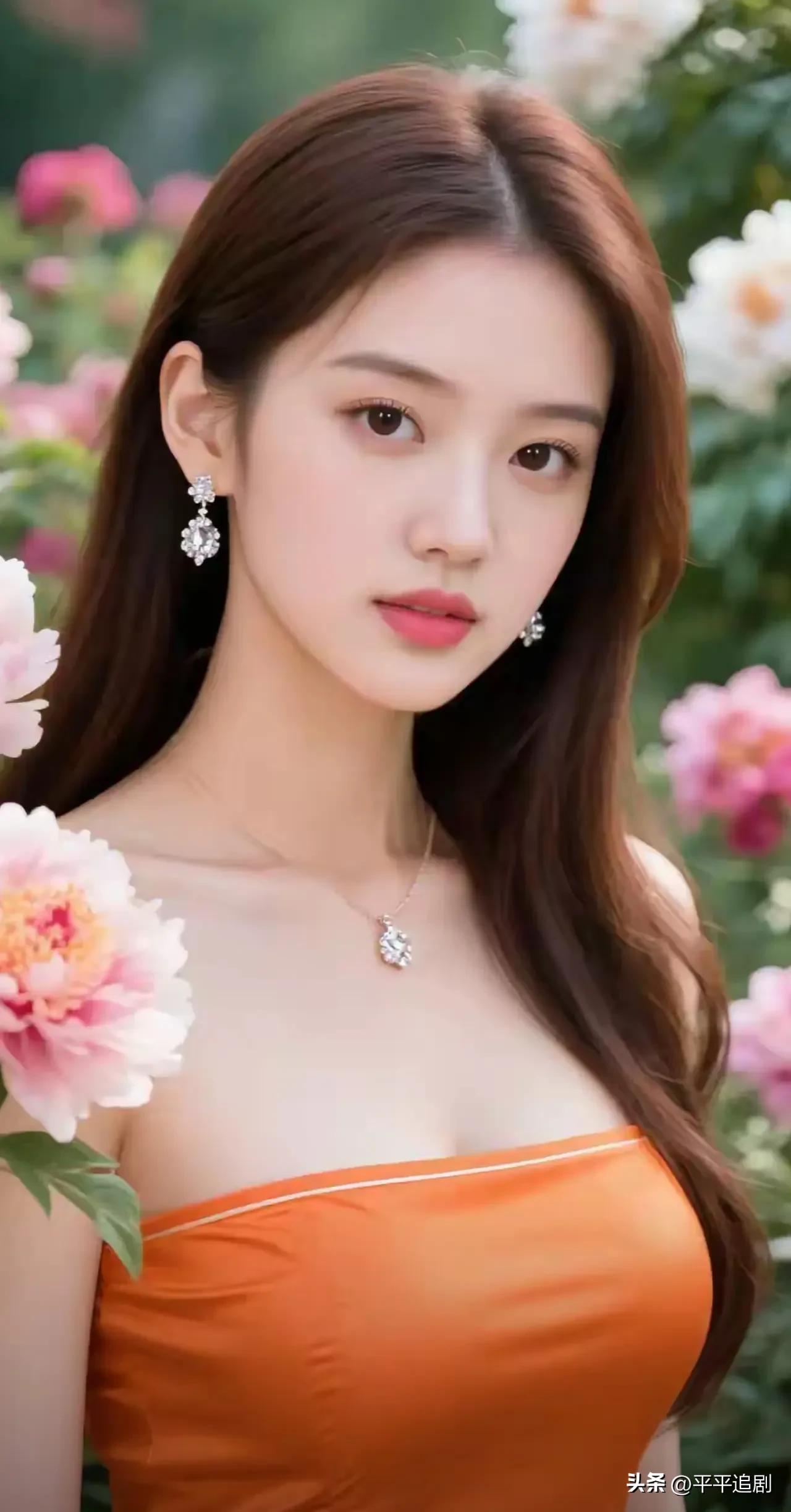 什么年龄段的女人最有女人味?
橙裙映繁花，清辉缀玉颜，风过花海时，温柔与明艳撞出