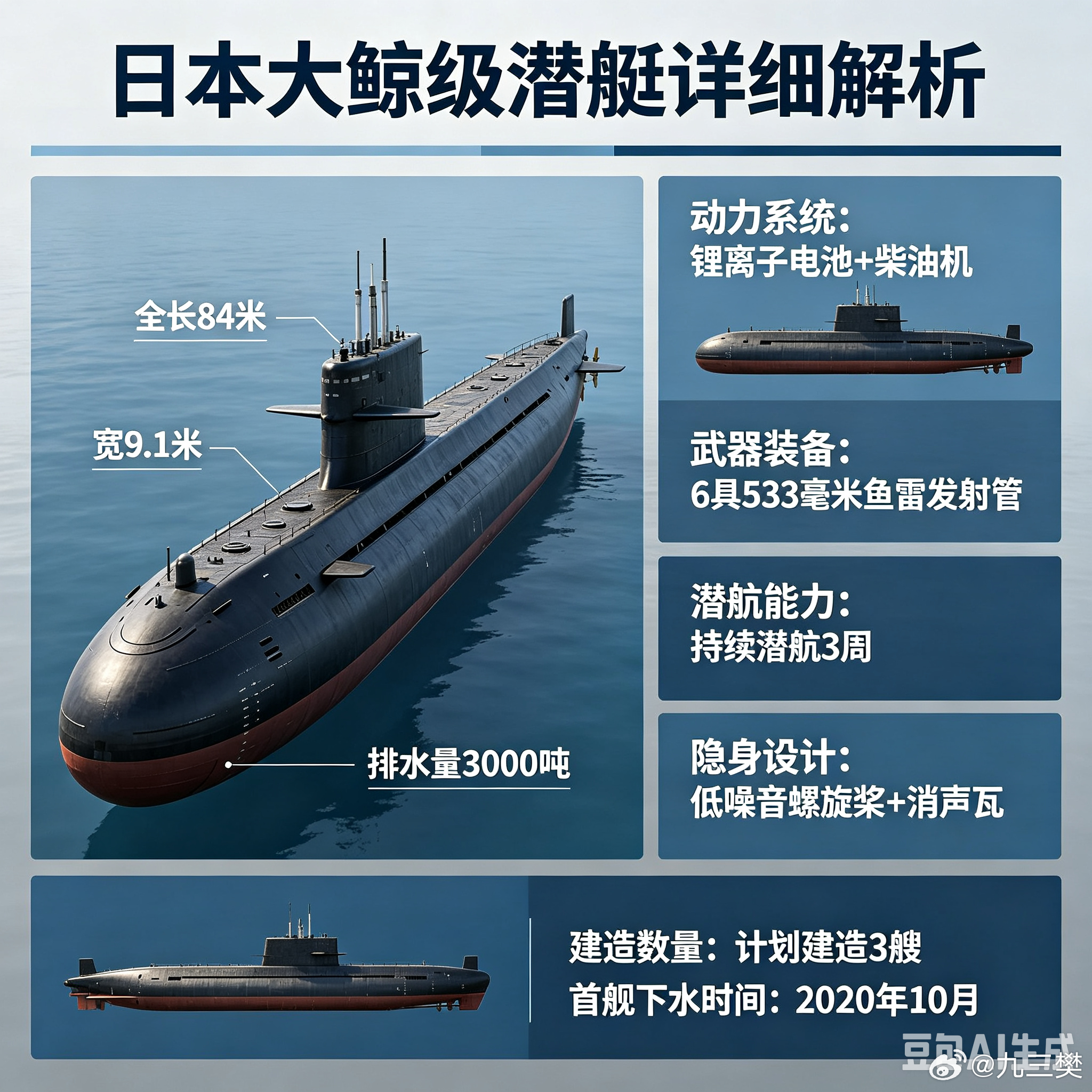 军事ai新视野 日本大鲸级常规潜艇（截至2026年5月：4艘现役+2艘在建，后续