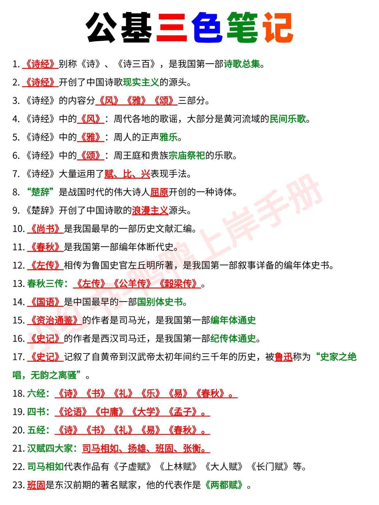 公基不用啃厚书！三色笔记直接背 
