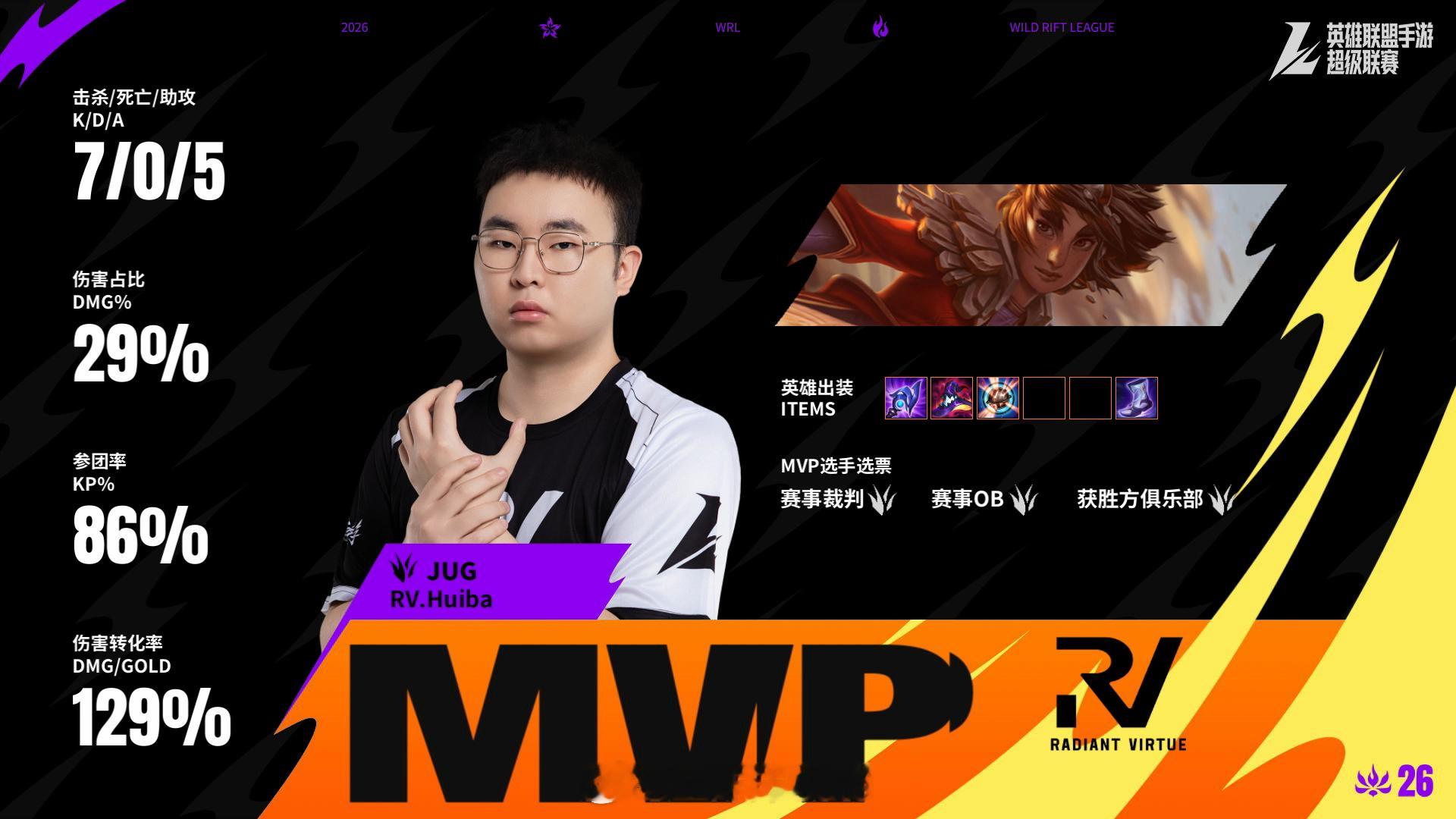 ACE对阵RV第二场赛后数据，MVP2026WRL夏季赛英雄联盟手游赛事英雄联盟