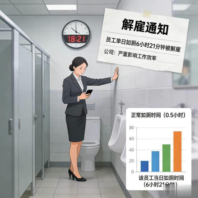 单日如厕6小时21分钟被解雇：职场边界与责任，从来不是小事
 
员工单日如厕6小