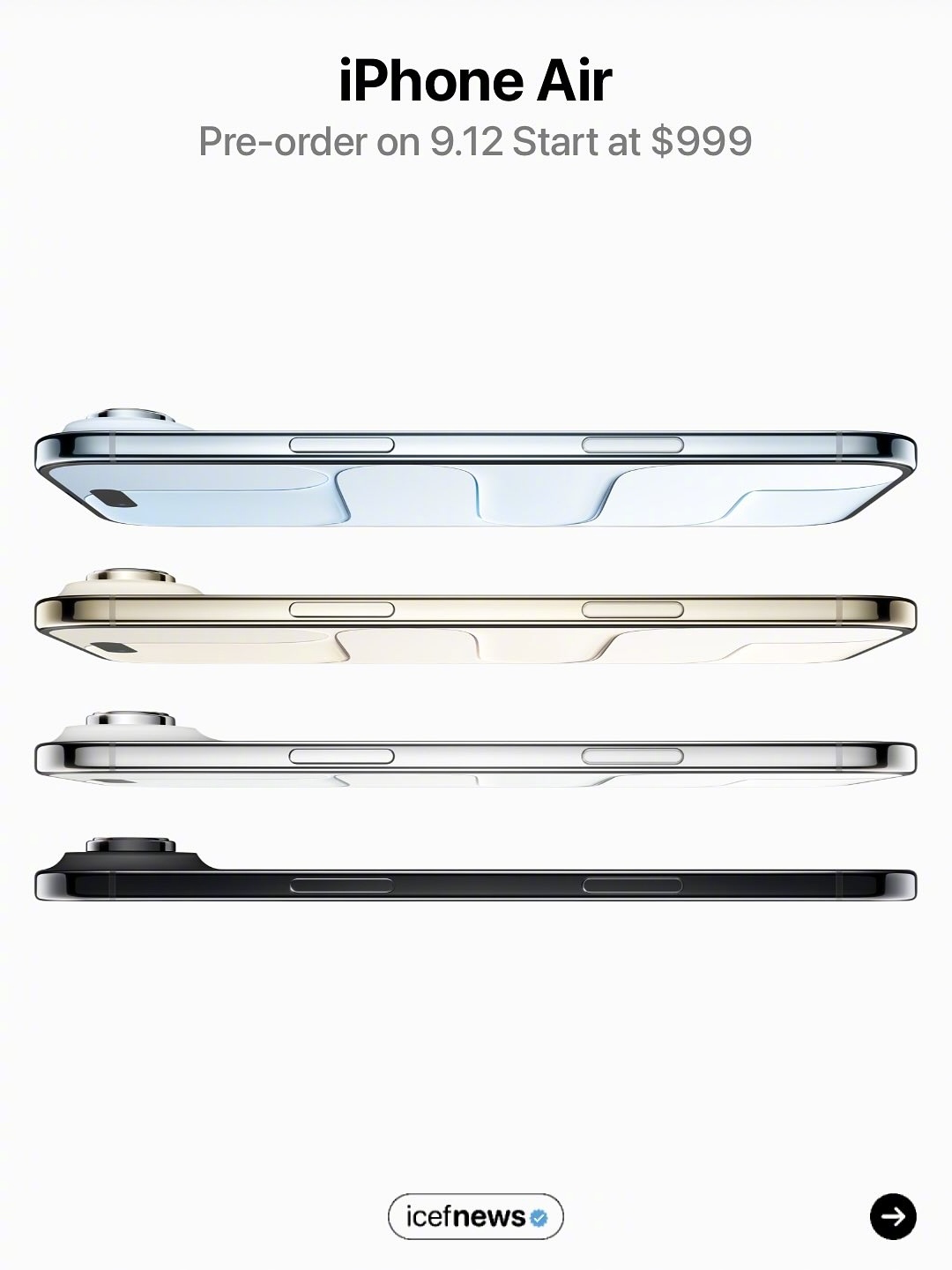 史上最薄的iphone17air，仅5.3mm，售价999美元起，你们觉得会火嘛