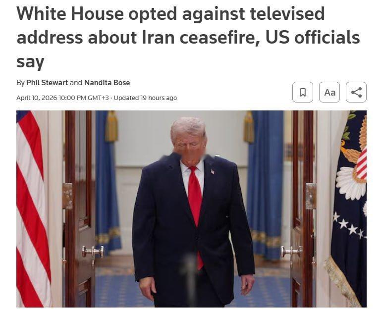 据路透社报道，特朗普被劝阻不要再就伊朗战争发表电视讲话特朗普的顾问们曾考虑过让总