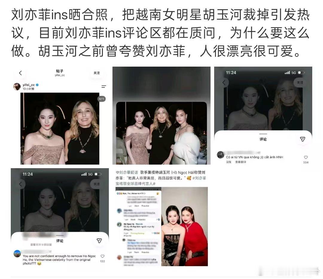 刘亦菲被越南网友吐槽刘亦菲ins晒合照裁掉越南女星 刘亦菲ins晒合照裁掉越南女