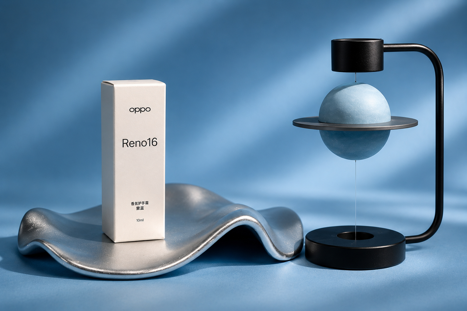 OPPO Reno16 发布会邀请函是一套很有创意的悬浮行星扩香器，这和「出发吧