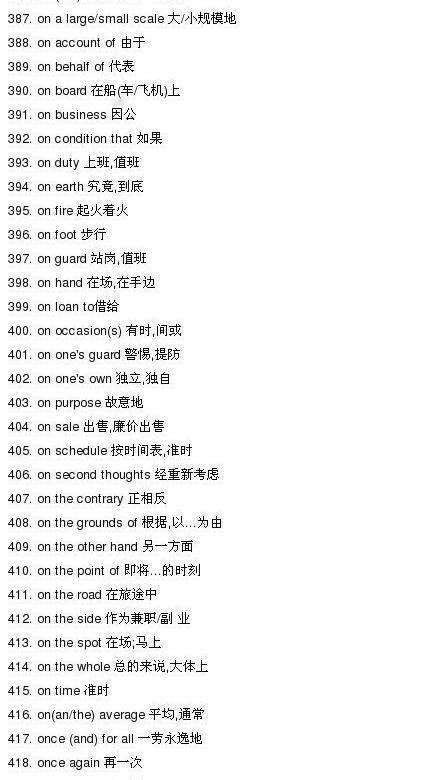 很全的英语短语，可以防止你英文退化！ 