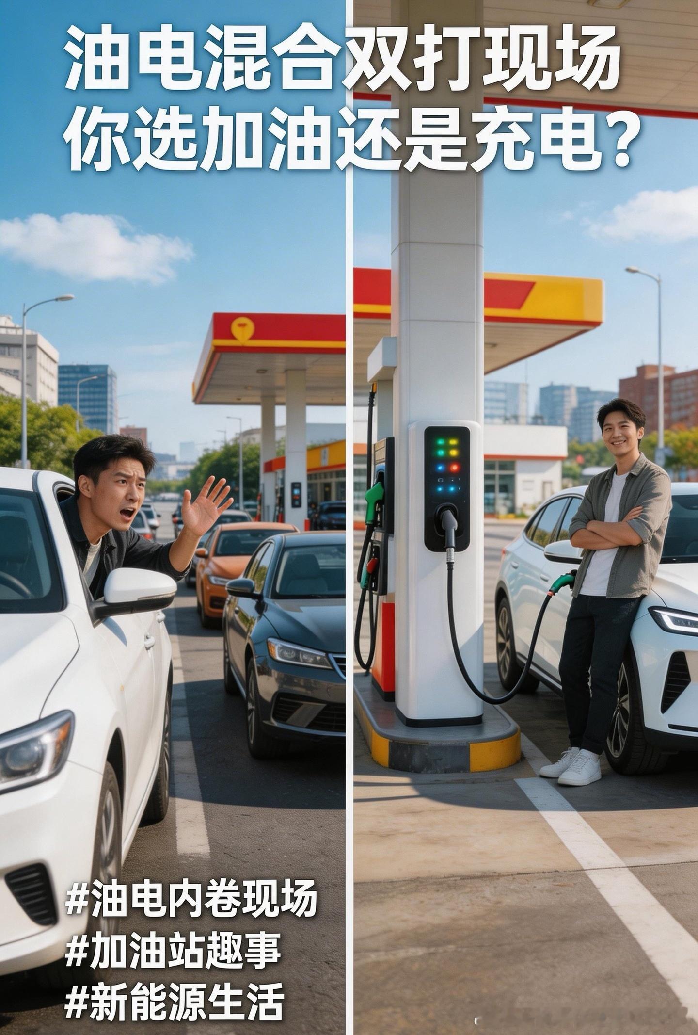 油电同速？还要油电同站🤣  笑不活了！以后去加油站得做选择题了🤣比亚迪正在找