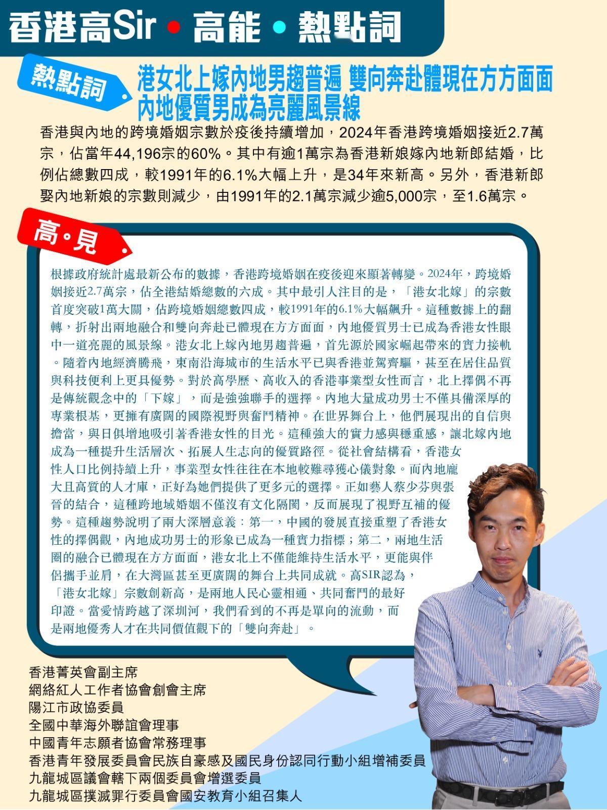 《香港高Sir•高能•热点词》
2025.1.16

热点词：港女北上嫁内地男趋