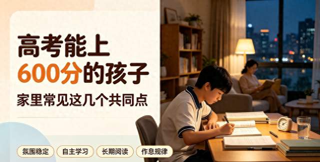 突然发现一个规律：高考能上600的孩子，家里都有几个共同点