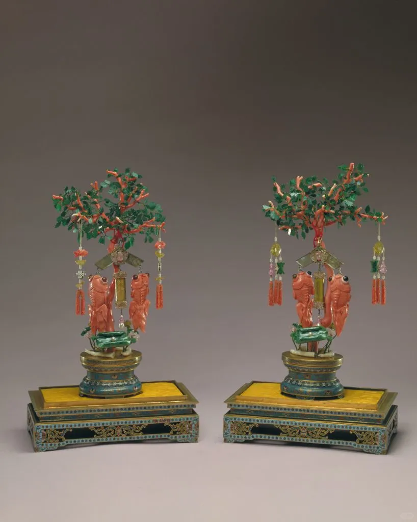 珊瑚翡翠吉庆有余盆景