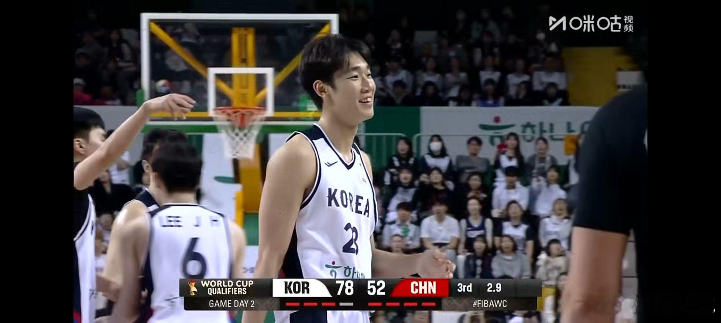 78-52  第三节战罢。中国男篮vs韩国男篮中国男篮