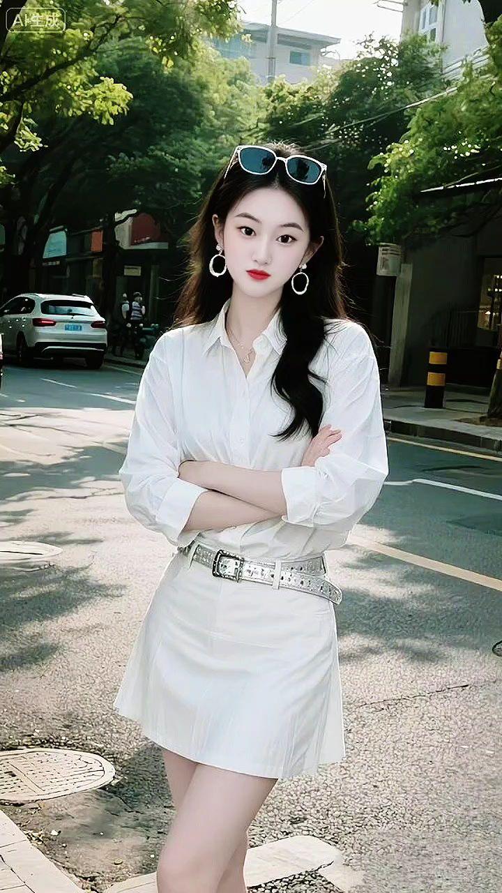 优雅街拍 夏日街拍 白衬衫 夏日街拍ootd 清纯甜美