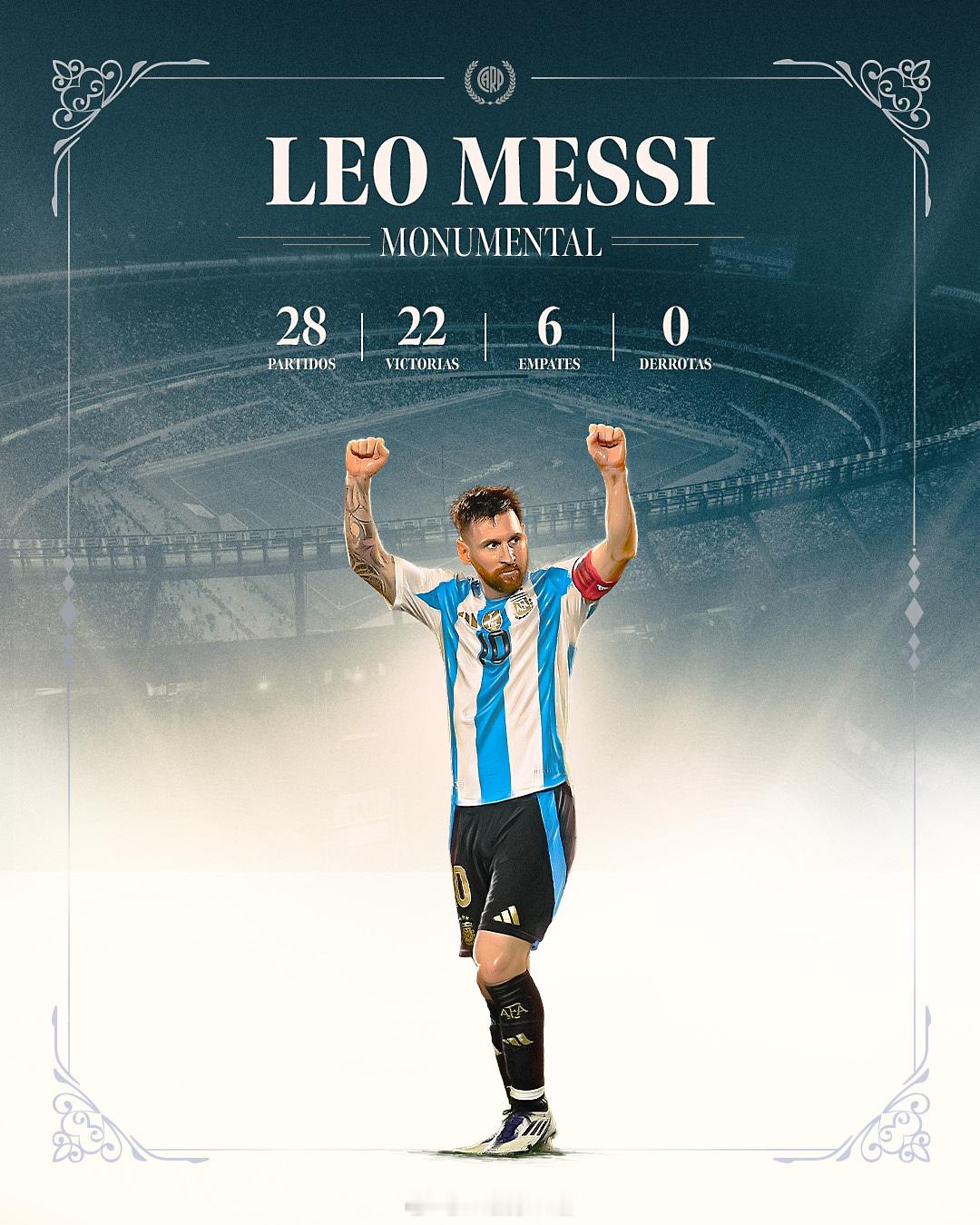河床[超话] 不败记录🐐🏟️🔝 莱奥·梅西与阿根廷国家队在河床家的故事，最