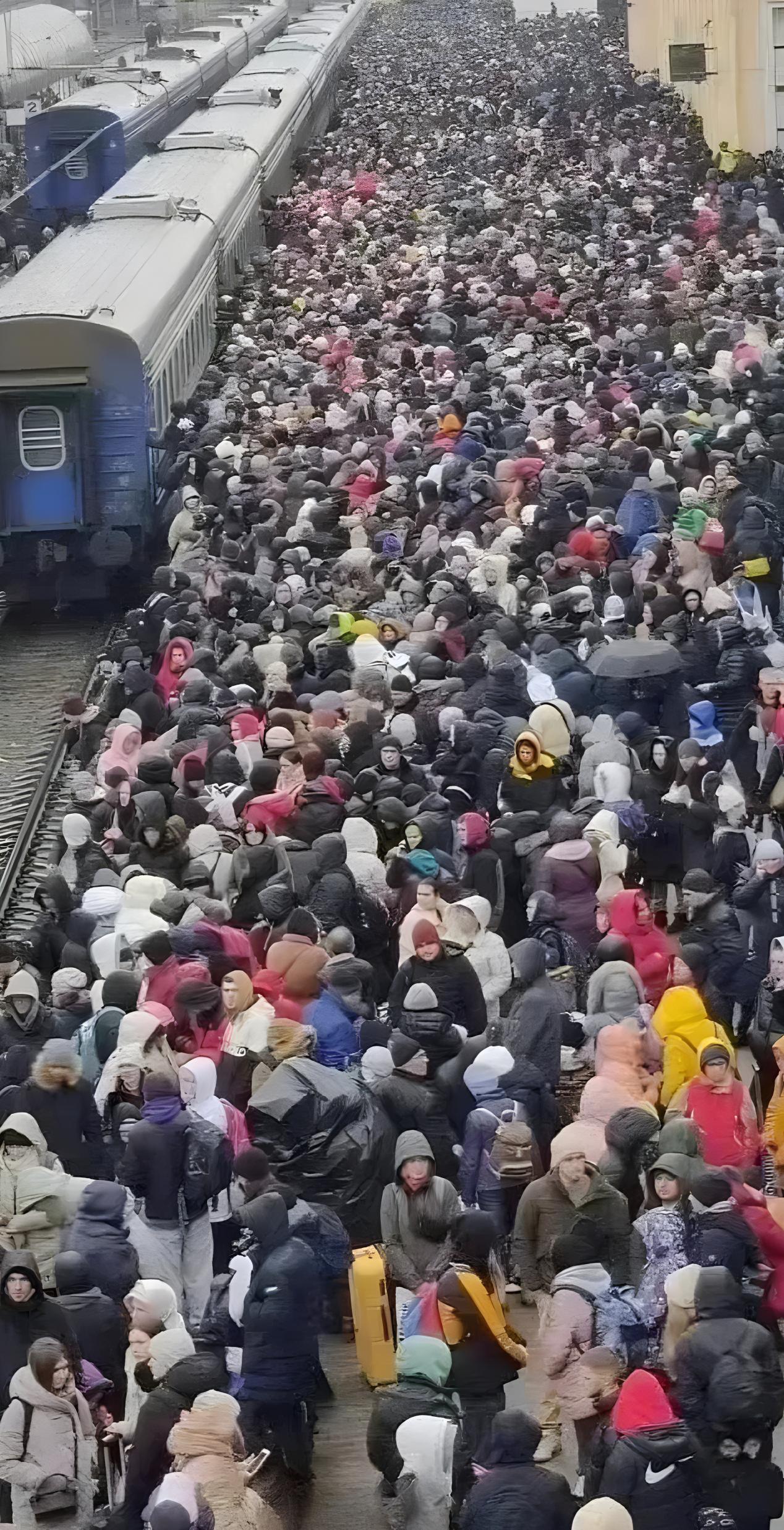 大家猜这么多的人在干什么？

这是一个非常震撼的画面，在乌克兰的哈尔科夫火车站，