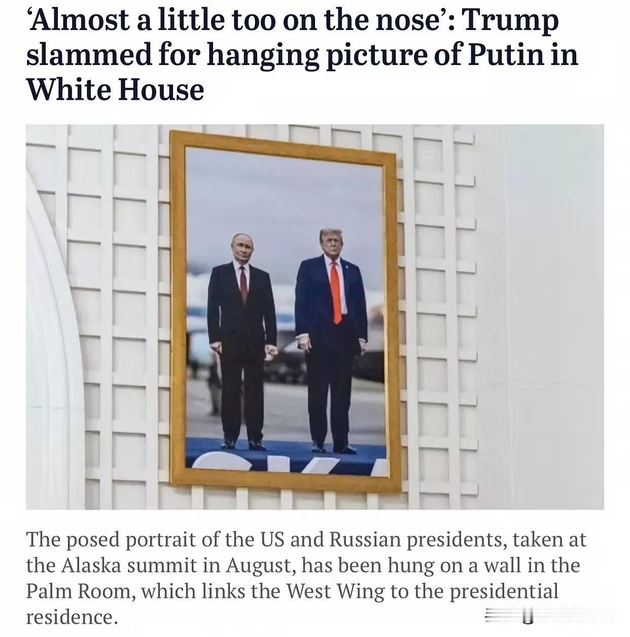 在白宫，川普将他与普京的合影照挂上墙，这一幕让我想起了以前喜欢明星偶像的情景。