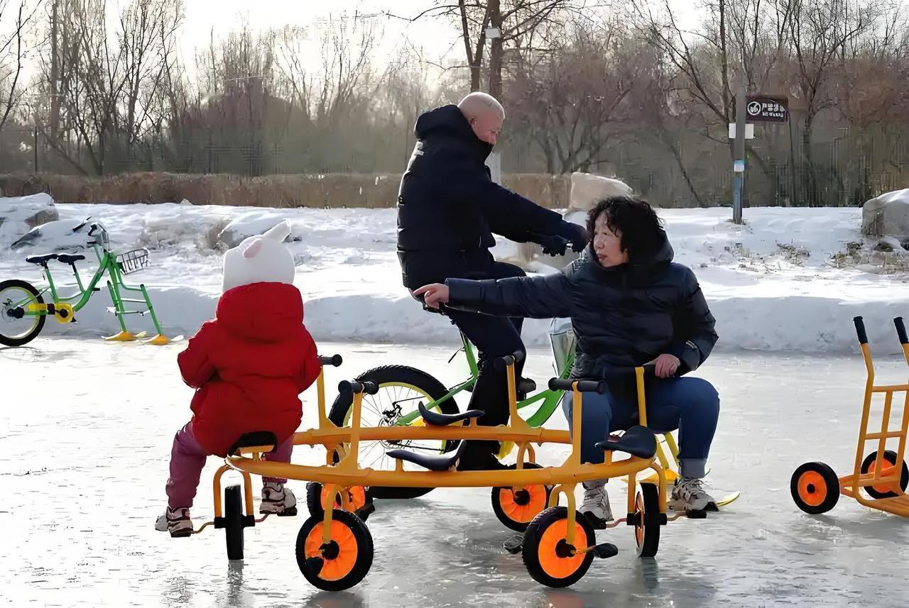 冬日生活:和老伴带小孙子游乐场玩玩乐乐[笑哭]