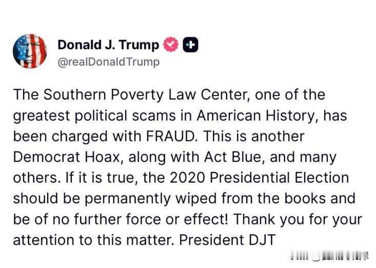 【川言川语】川普称2020年大选应当作废。
“南方贫困法律中心（Southern