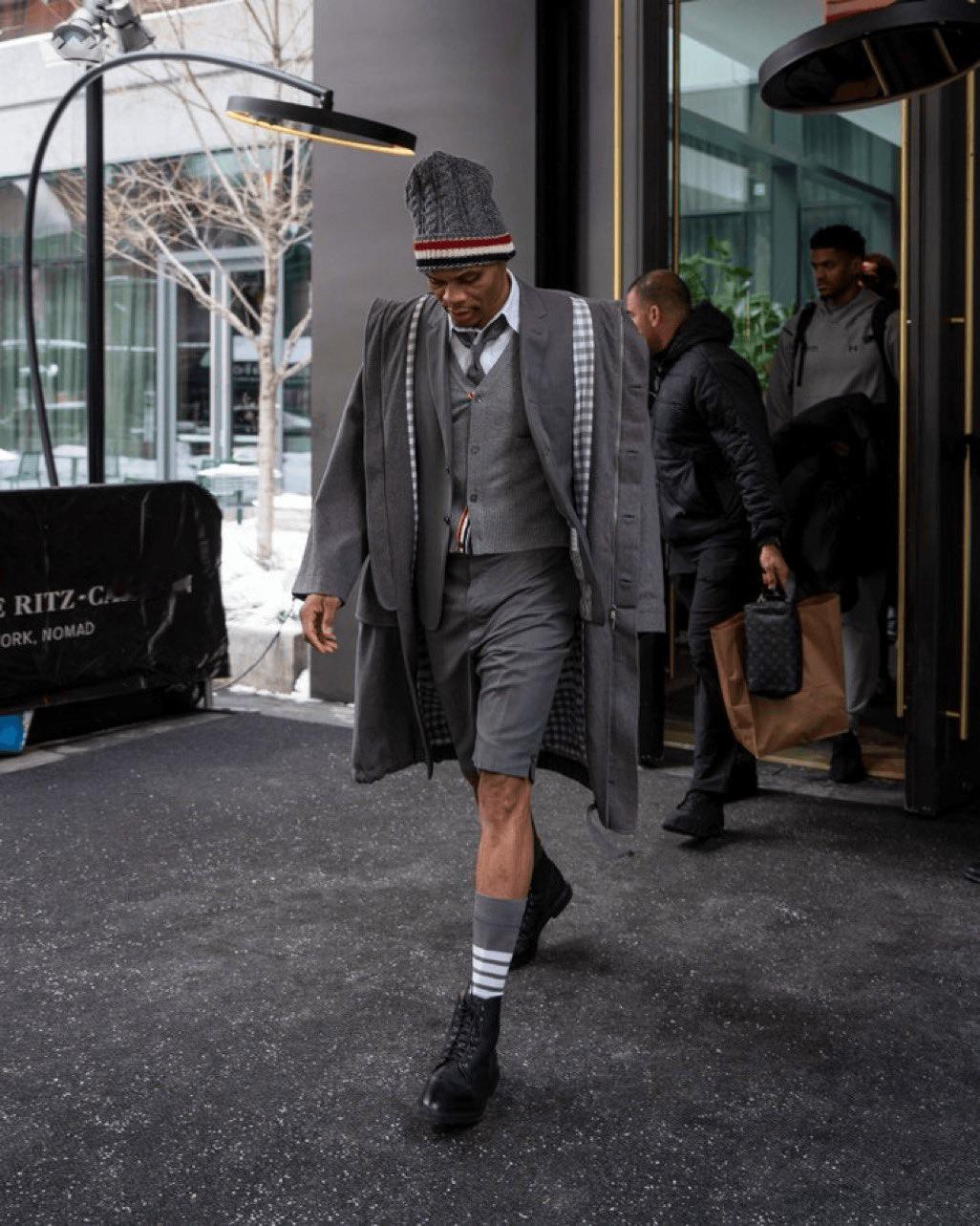 纽约零下9度，威少这时尚走在太前面了吧？
大冷天，还光着小腿出门，这种天气，躲在