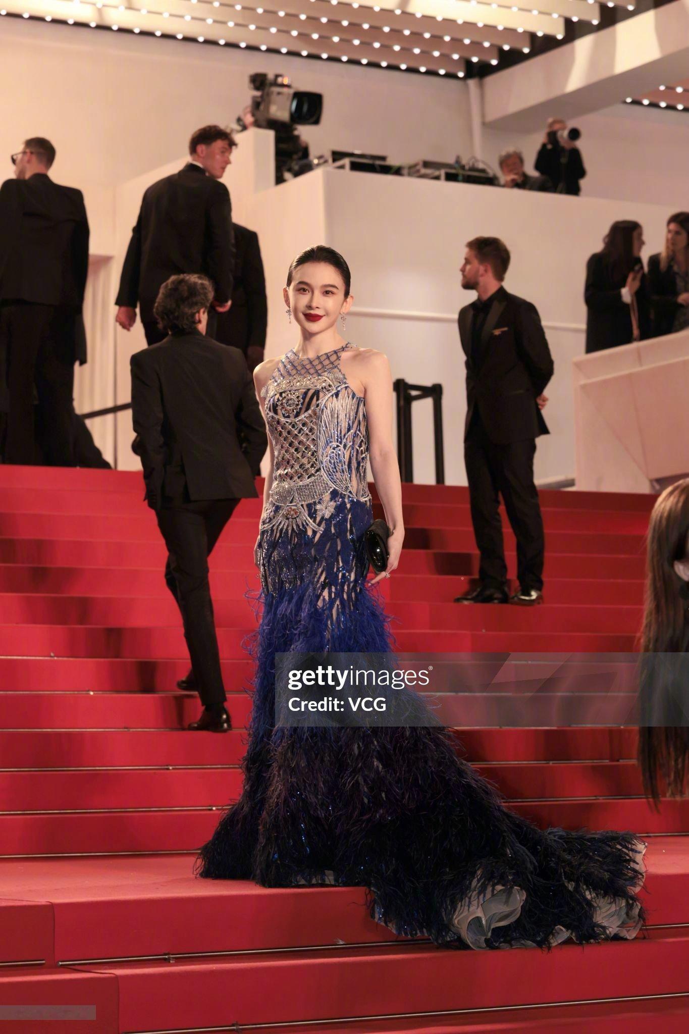#G社拍的赵樱子# G社拍的戛纳红毯图，镂空感礼服身材曲线好绝！你怎么看赵樱子的