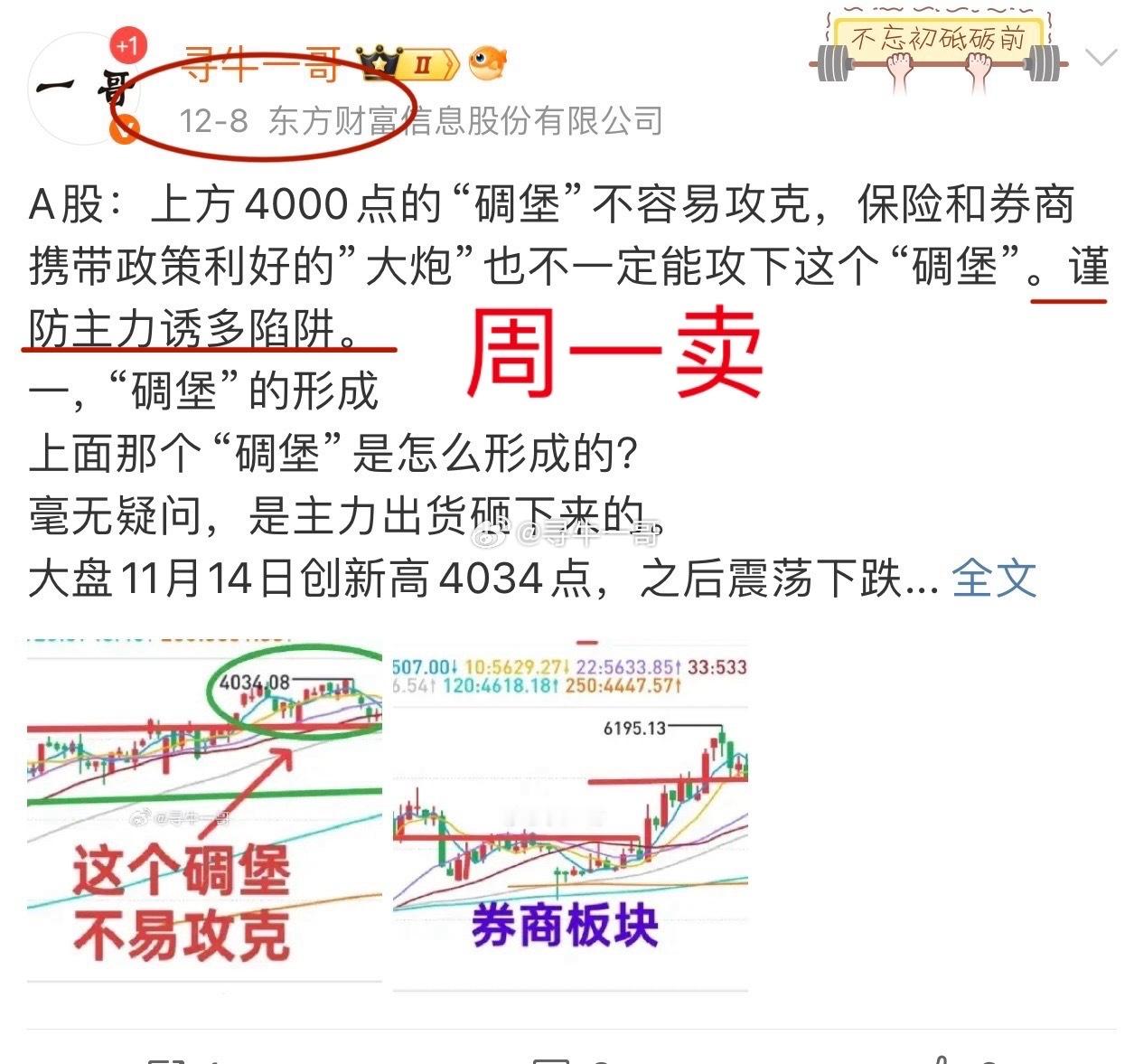 A股：他又封“神”了！（图）周一盘前提示主力诱多，周五盘前提示抄个底。周线穿透，