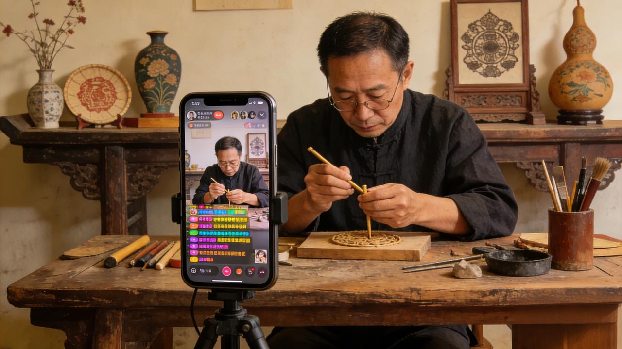 非遗手艺人直播出圈：传统与流量的双向奔赴

当非遗手艺人架起手机、点开直播按钮，