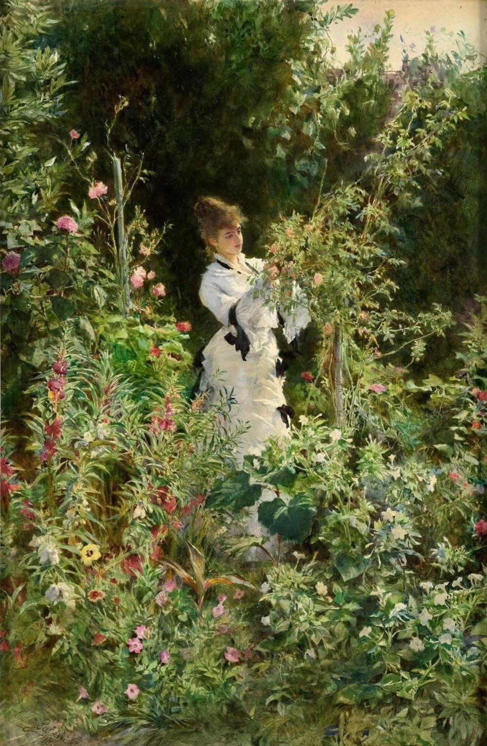 花园，奥地利画家Ludwig Johann Passini ​​​