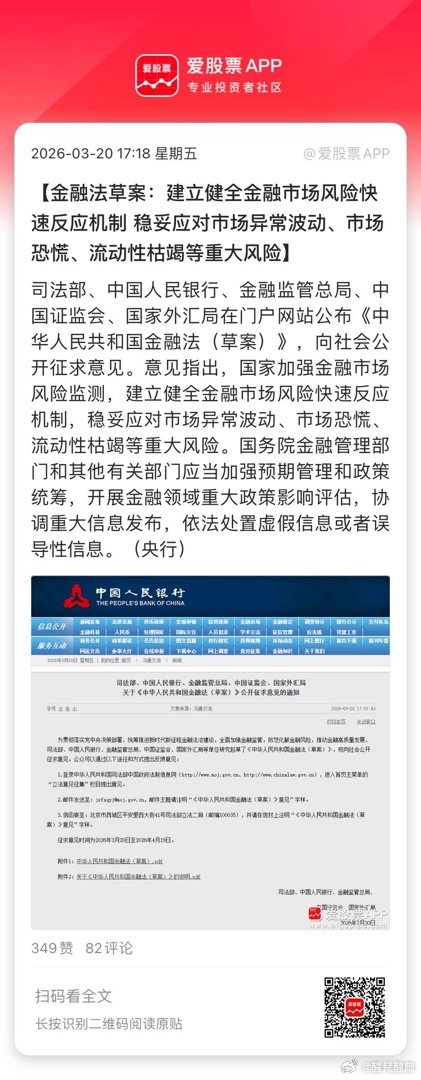 【金融法草案：建立健全金融市场风险快速反应机制 稳妥应对市场异常波动、市场恐慌、